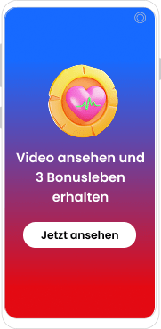 Interaktive mobile Anzeige mit Belohnung: „Video ansehen und 3 Bonusleben erhalten“, inklusive Call-to-Action „Jetzt ansehen“.